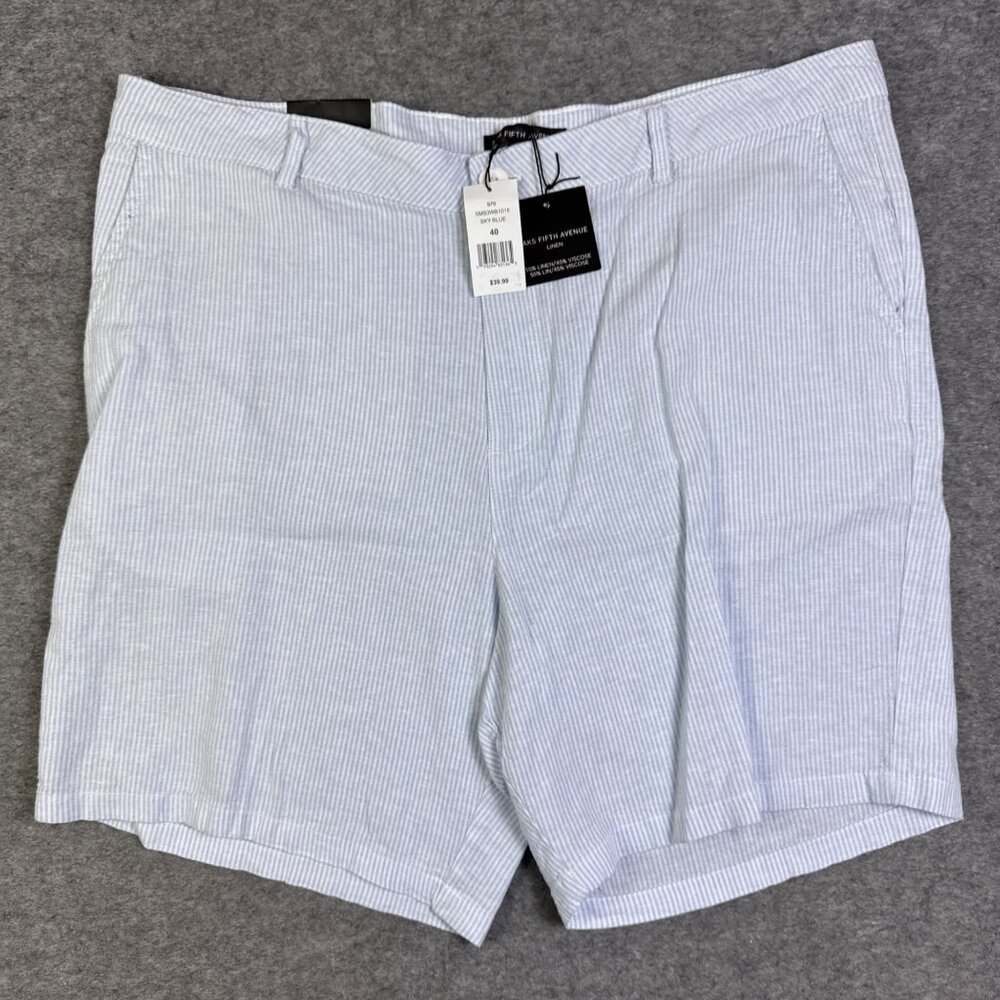 Saks Fifth Avenue Shorts Mens 40 Blue Linen Sky Resort Dressy Beach Lightweight